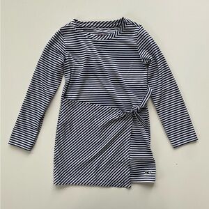 Vineyard Vines Little Girls Striped Navy White Asymmetric Sankaty Dress Size 4T